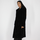 Black shaved mink pieces coat with hood
