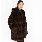 Demi-buff mink jacket with hood