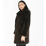 Colored Khaki mink ¾ coat