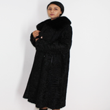 Astrakhan black coat with black mink collar