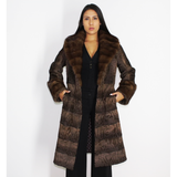 Brown astrakhan coat with brown mink trimming