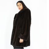 Demi-buff mink ¾ coat with hood