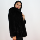 Black mink jacket with hood