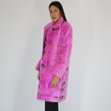 Fuchsia colored shaved mink coat