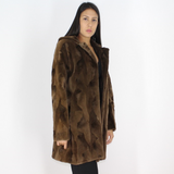 Demi-buff shaved mink pieces ¾ coat