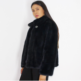 Blue-black colored mink jacket