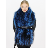 Electric Blue colored silver fox stole/scarf