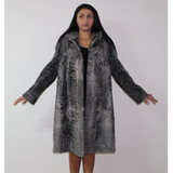 Astrakhan grey coat with astronaut hood