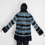Colored in blue shades mink pieces jacket