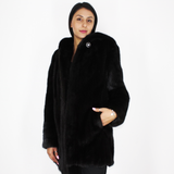 Black mink jacket with hood