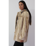 Sand Shaved mink jacket with lynx hood (pat)