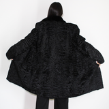 Astrakhan black coat with black mink collar
