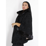 Astrakhan black and black mink trimming