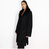 Astrakhan black coat with black mink collar