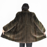 Colored Khaki mink ¾ coat