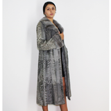 Astrakhan Broadtail grey coat with grey mink trimming