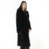 Black shaved mink pieces coat with hood