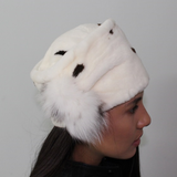 White Shaved mink with dark stigmas hat