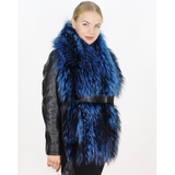 Electric Blue colored silver fox stole/scarf