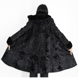 Astrakhan black coat with hood