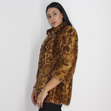 Animal print stamped mink jacket