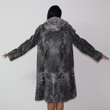 Astrakhan grey coat with astronaut hood