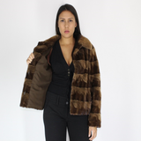 Demi-buff shaved mink pieces jacket