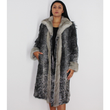 Astrakhan grey coat with sapphire mink trimming