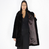 Black shaved mink pieces coat