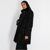 Astrakhan black coat with mink collar