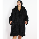 Astrakhan black coat with hood