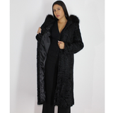 Astrakhan black coat with hood