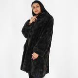 Grey-brown shaved mink pieces coat