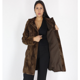 Demi-buff shaved mink pieces ¾ coat