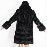 Broadtail Astrakhan black coat with black fox trimming