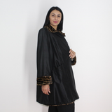 Black wild silk and Ocelot Double-face coat