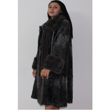 Astrakhan Anthracite coat with mink trimming