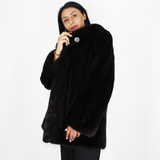 Black mink jacket with hood