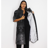 Astrakhan grey vest with silver grey mink collar