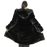 Black mink coat with hood