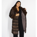 Brown astrakhan coat with brown mink trimming