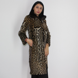 Ocelot coat with brown mink collar