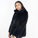 Blue-black colored mink sport jacket