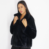 Blue-black colored mink jacket