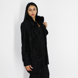 Astrakhan black jacket with mink collar