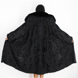 Astrakhan black coat with black mink collar