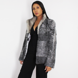 Astrakhan grey jacket with sapphire mink collar