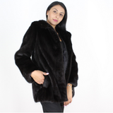 Black mink jacket with hood