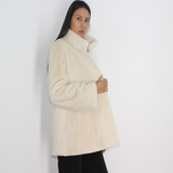 Ivory shaved mink jacket