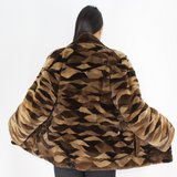 Brown shades shaved mink pieces jacket